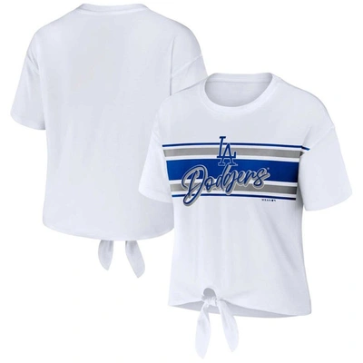Wear By Erin Andrews White Los Angeles Dodgers Front Tie T-shirt