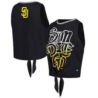 The Wild Collective Black San Diego Padres Twisted Tie Front Tank Top