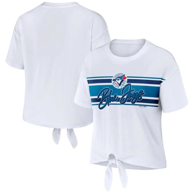 Wear By Erin Andrews White Toronto Blue Jays Front Tie T-shirt