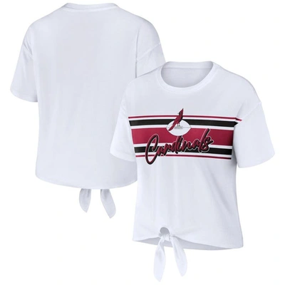 Wear By Erin Andrews White Arizona Cardinals Front Tie Retro T-shirt