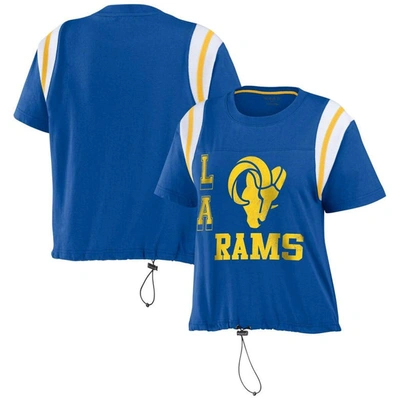 Wear By Erin Andrews Royal Los Angeles Rams Cinched Colorblock T-shirt