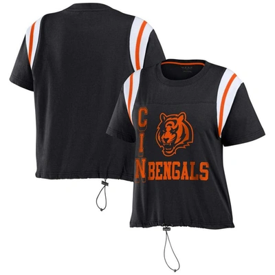 Wear By Erin Andrews Black Cincinnati Bengals Cinched Colorblock T-shirt