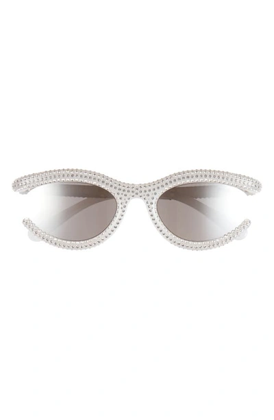 Swarovski 54mm Crystal Oval Sunglasses In Silver Mirror