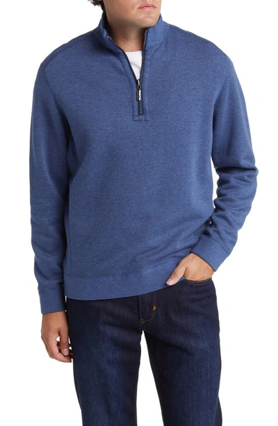 Tommy Bahama Flip Coast Reversible Half Zip Pullover In Blue Note Heather