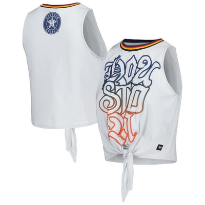 The Wild Collective Gray Houston Astros Twisted Tie Front Tank Top In Royal