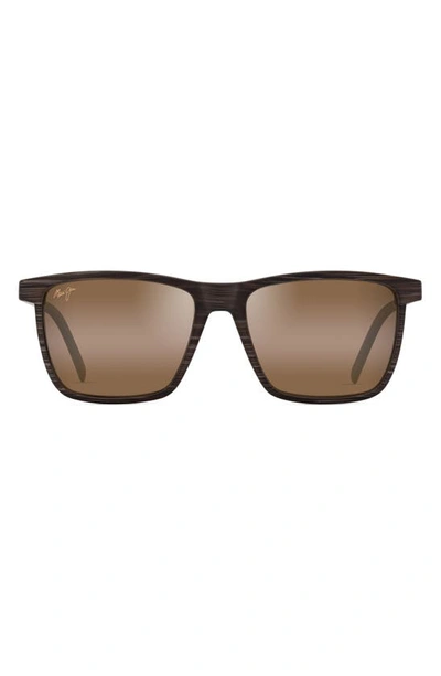 Maui Jim Men's One Way 55mm Square Sunglasses In Brown Stripe