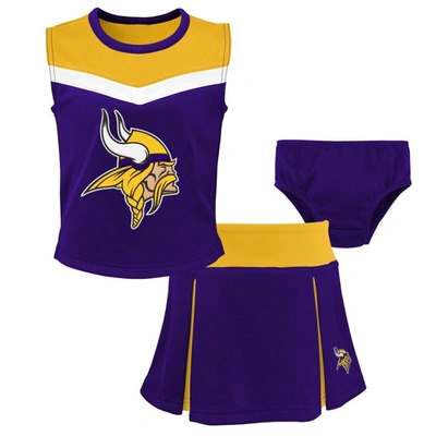 Outerstuff Kids' Girls Preschool Purple Minnesota Vikings Spirit Cheerleader Two-piece Set With Bloomers