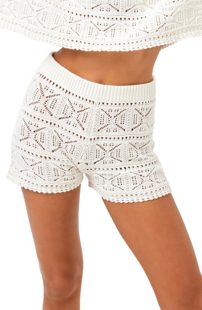 L*space Diamond Eye Crochet Cover-up Shorts In Cream
