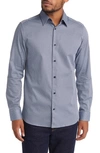 Ted Baker Geo Print Stretch Cotton Button-up Shirt In Navy