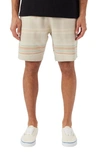 O'neill Bavaro Stripe Cotton Blend Drawstring Shorts In Light Khaki