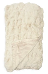 Northpoint Ruched Reversible Faux Fur Throw Blanket In Oatmeal