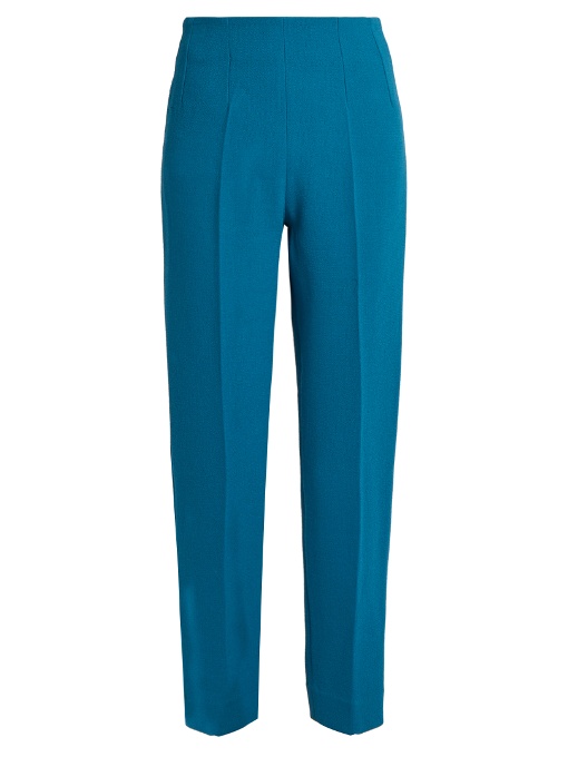 Emilia Wickstead Arabella Wool-crepe Slim-leg Trousers In Turquoise ...