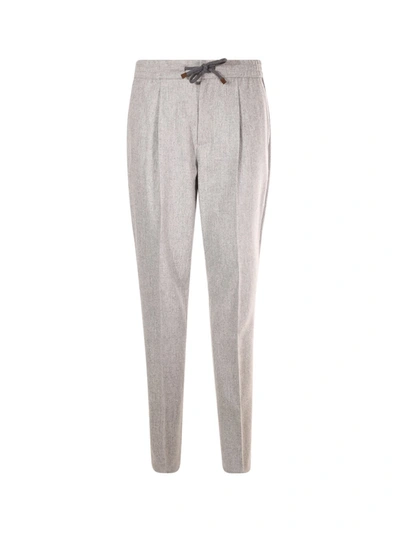 Brunello Cucinelli Trousers With Pleats In Gray