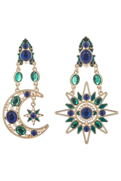 Eye Candy La Star & Moon Dangle Earring In Blue