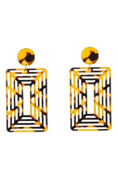 Eye Candy La Lilou Acrylic Drop Earring In Brown