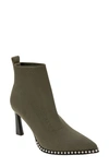 Bcbgeneration Beya Pointed Toe Bootie In Dark Olive Fly Knit