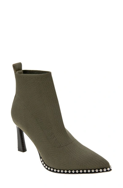 Bcbgeneration Beya Pointed Toe Bootie In Dark Olive Fly Knit
