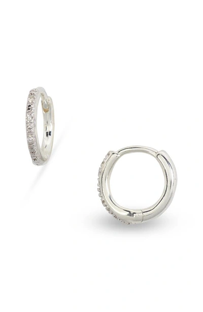 Monica Vinader Riva Diamond Mini Huggie Hoop Earrings In Silver