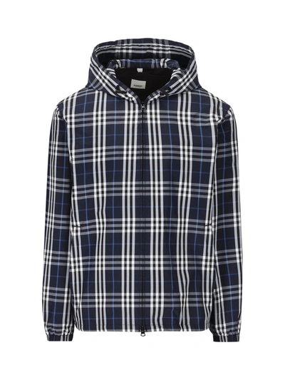 Burberry Checked Hooded Jacket In Multi