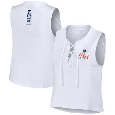 Wear By Erin Andrews White New York Mets Lace-up Tank Top
