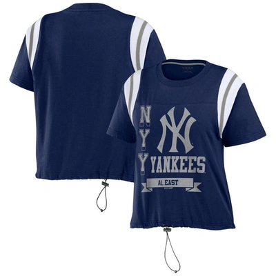 Wear By Erin Andrews Navy New York Yankees Cinched Colorblock T-shirt