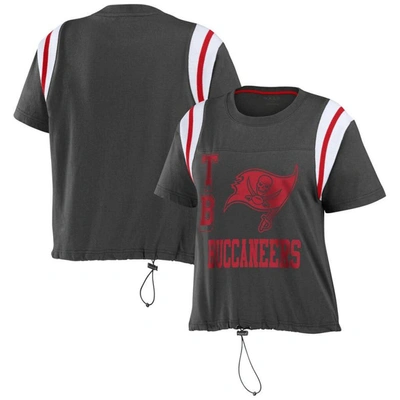 Wear By Erin Andrews Pewter Tampa Bay Buccaneers Cinched Colorblock T-shirt