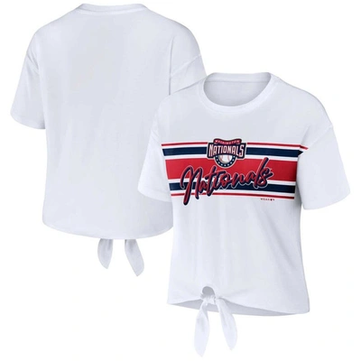 Wear By Erin Andrews White Washington Nationals Front Tie T-shirt