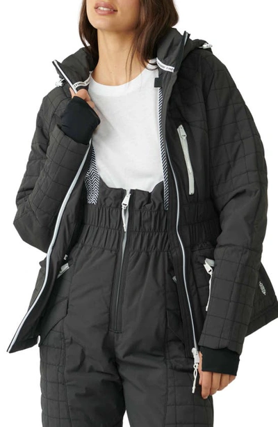 Fp Movement All Prepped Quilted Waterproof Snow Jacket With Removable Hood In Black