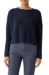 Eileen Fisher Crewneck Boxy Organic Cotton Blend Sweater In Nocturne