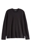 Theory Walton Marl Cotton Crewneck Sweater In Black
