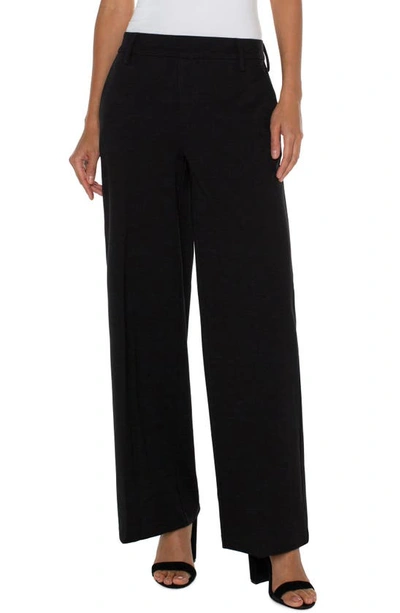 Liverpool Los Angeles Kelsey Wide Leg Knit Trousers In Black