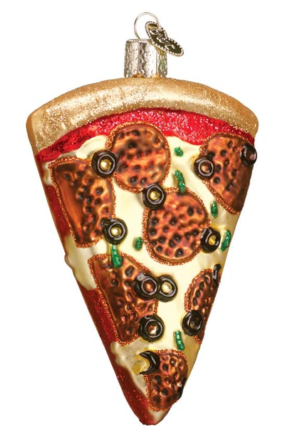 Old World Christmas Pizza Slice Glass Ornament In Tan/ Brown/ Red