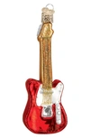 Old World Christmas Electric Guitar Glass Ornament In Red/ White/ Gold