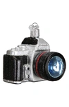 Old World Christmas Camera Glass Ornament In Black/ Silver/ Blue