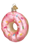 Old World Christmas Sprinkles Donut Glass Ornament In Pink/ Tan/ Multi