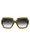 Diff Nola 51mm Gradient Square Sunglasses In Olive/ Grey Gradient