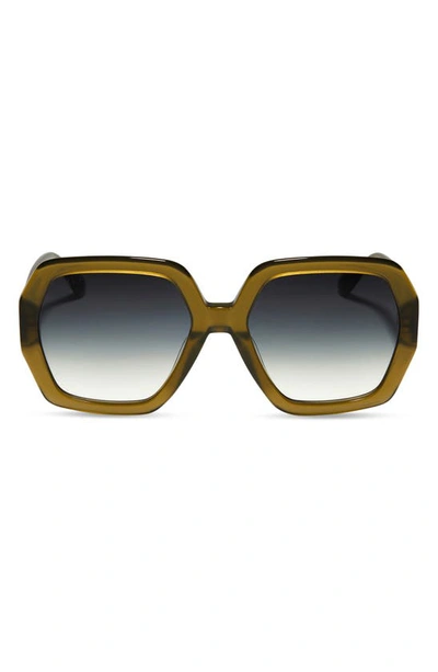 Diff Nola 51mm Gradient Square Sunglasses In Olive/ Grey Gradient
