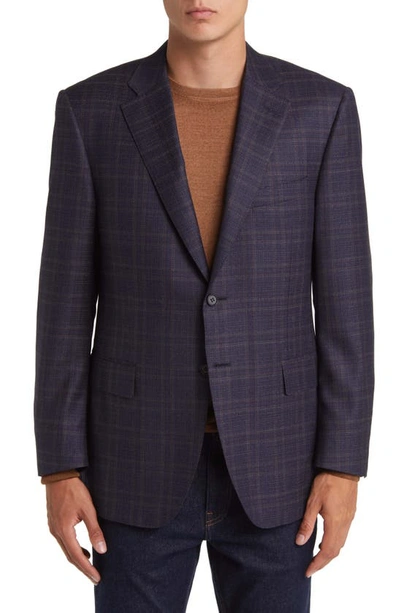 Canali Siena Regular Fit Plaid Wool Sport Coat In Navy