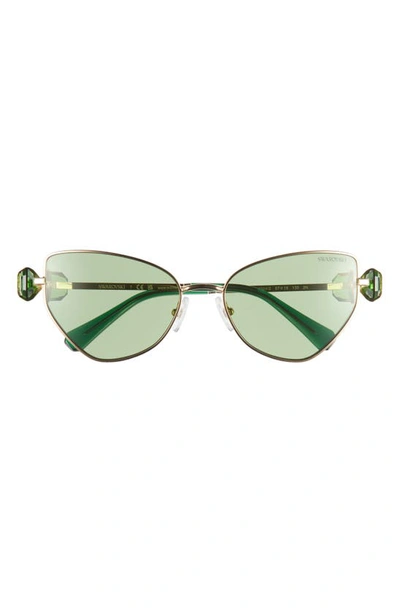 Swarovski 57mm Irregular Butterfly Sunglasses In Green
