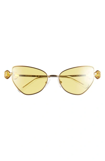 Swarovski 57mm Irregular Butterfly Sunglasses In Gold