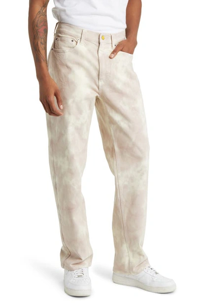 Round Two Tie Dye Straight Leg Jeans In Light Pink White