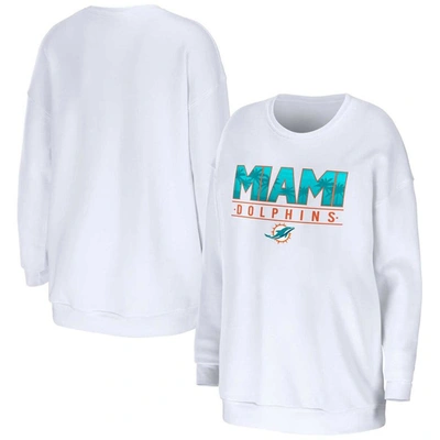 Wear By Erin Andrews White Miami Dolphins Domestic Pullover Sweatshirt