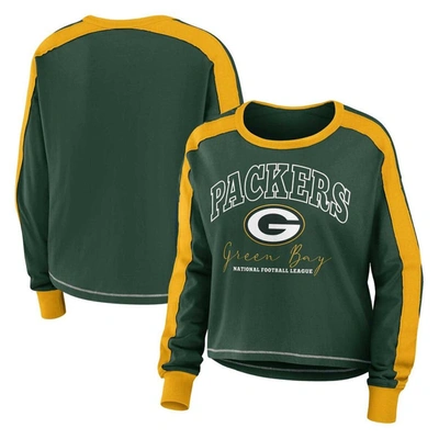 Wear By Erin Andrews Green Green Bay Packers Plus Size Colorblock Long Sleeve T-shirt