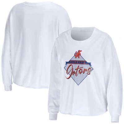 Wear By Erin Andrews White Florida Gators Diamond Long Sleeve Cropped T-shirt