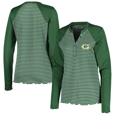 Antigua Green Green Bay Packers Maverick Waffle Henley Long Sleeve T-shirt