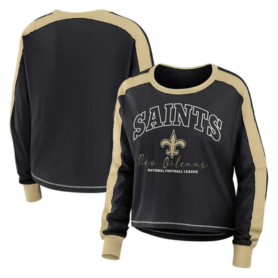 Wear By Erin Andrews Black New Orleans Saints Plus Size Colorblock Long Sleeve T-shirt