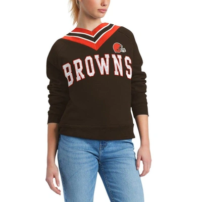 Tommy Hilfiger Brown Cleveland Browns Heidi Raglan V-neck Sweater