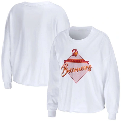 Wear By Erin Andrews White Tampa Bay Buccaneers Domestic Cropped Long Sleeve T-shirt