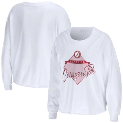 Wear By Erin Andrews White Alabama Crimson Tide Diamond Long Sleeve Cropped T-shirt