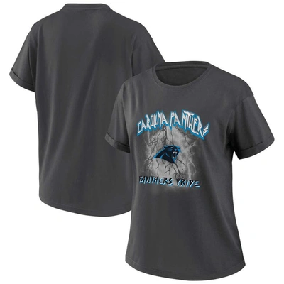 Wear By Erin Andrews Charcoal Carolina Panthers Boyfriend T-shirt